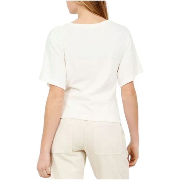 7 FOR ALL MAN KIND Women's Vintage White Premium Short Sleeve  Front Knot Top XL - Picture 12 of 16